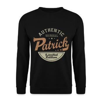 Patrick Name Geschenk Personalisiertes T-Shirt - Unisex Pullover - Schwarz - Vorne - Alina (178cm) & Michal (187cm)