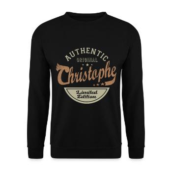 CHRISTOPHE prénom cadeau T shirt personnalisé - Sweat-shirt Unisexe - noir - Devant - Alina (178cm) & Michal (187cm)