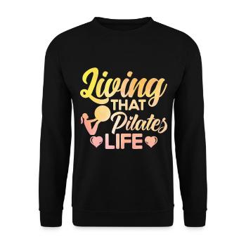 Pilates Vivre le cadeau de vie Pilates - Sweat-shirt Unisexe - noir - Devant - Alina (178cm) & Michal (187cm)