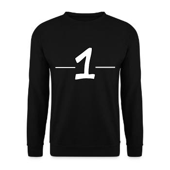Team 1 eins - Unisex Pullover - Schwarz - Vorne - Alina (178cm) & Michal (187cm)