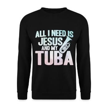 Tuba Jesus et mon cadeau de tuba - Sweat-shirt Unisexe - noir - Devant - Alina (178cm) & Michal (187cm)