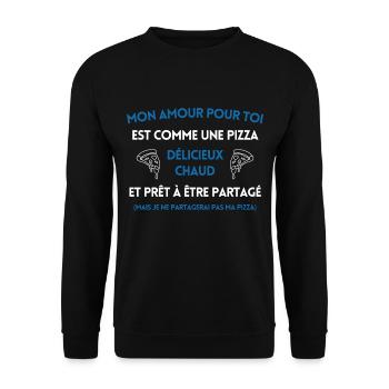 Mon amour pour toi est comme une pizza - Sweat-shirt Unisexe - noir - Devant - Alina (178cm) & Michal (187cm)