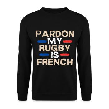 Verzeihen Sie mir, mein Rugby ist französisch - Unisex Pullover - Schwarz - Vorne - Alina (178cm) & Michal (187cm)