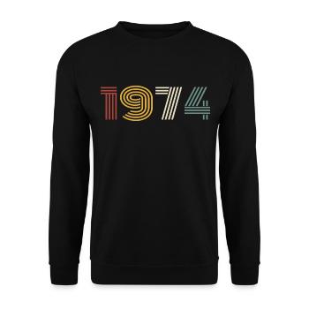 1974 Rétro Style 1974 Anniversaire 1974 Vintage - Sweat-shirt Unisexe - noir - Devant - Alina (178cm) & Michal (187cm)