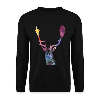 Watercolors Deer - Unisex Sweatshirt - black - Front - Alina (178cm) & Michal (187cm)