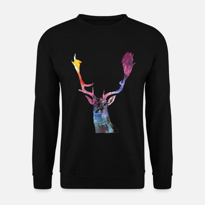 Wasserfarben Hirsch - Unisex Pullover - Schwarz