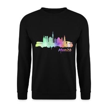 Germany skyline Munich - Unisex Sweatshirt - black - Front - Alina (178cm) & Michal (187cm)