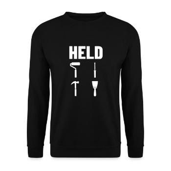 Held - Dankeschön für Helfer und Anpacker - Unisex Pullover - Schwarz - Vorne - Alina (178cm) & Michal (187cm)