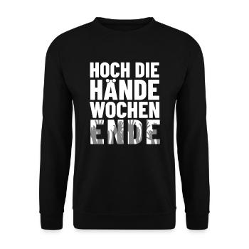 Hoch die Hände Wochenende Spruch Shirt Wochenende - Unisex Pullover - Schwarz - Vorne - Alina (178cm) & Michal (187cm)