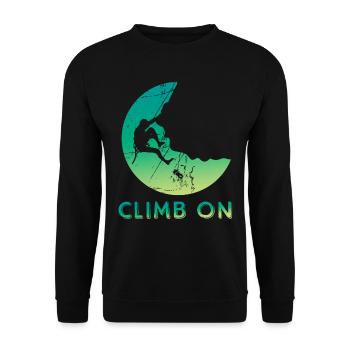 Climb on Rock Climbing Gift Bouldering Mountain - Unisex Sweatshirt - black - Front - Alina (178cm) & Michal (187cm)