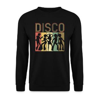 Retro Disco Tanz Geschenk Vintage Groovy Disco 70er - Unisex Pullover - Schwarz - Vorne - Alina (178cm) & Michal (187cm)