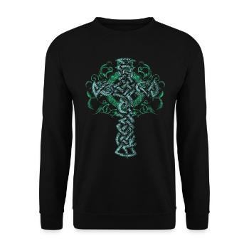 Croix celtique Artistique Pagan Art Orné Cadeau - Sweat-shirt Unisexe - noir - Devant - Alina (178cm) & Michal (187cm)