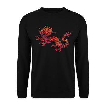 Red Tribal Dragon Künstlerisches chinesisches Drachengeschenk - Unisex Pullover - Schwarz - Vorne - Alina (178cm) & Michal (187cm)