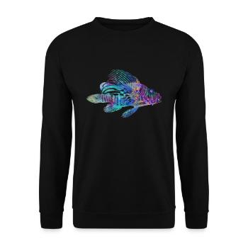 Psychedelischer Feuerfisch Trippy Ozean Surreales Meer - Unisex Pullover - Schwarz - Vorne - Alina (178cm) & Michal (187cm)