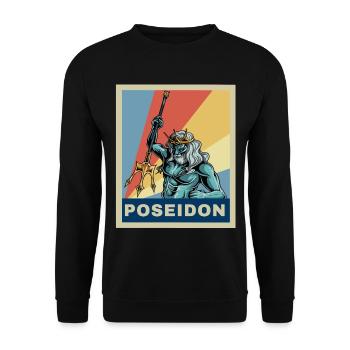 Vintage Retro Poseidon Griechische Mythologie Geschenk - Unisex Pullover - Schwarz - Vorne - Alina (178cm) & Michal (187cm)