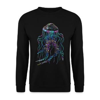 Méduses psychédéliques Trippy Tentacules Océan - Sweat-shirt Unisexe - noir - Devant - Alina (178cm) & Michal (187cm)