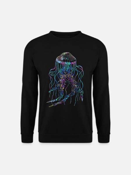 Psychedelic Jellyfish Trippy Tentacles Ocean - Unisex Sweatshirt - black