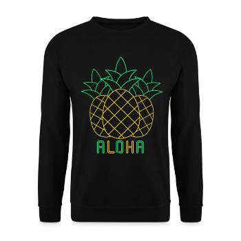 Pineapple Aloha 80s Neon Vintage Retro Summer - Unisex Sweatshirt - black - Front - Alina (178cm) & Michal (187cm)