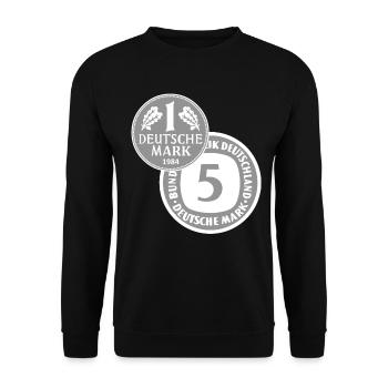 Die Deutsche Mark ist die beste Währung D-Mark - Unisex Pullover - Schwarz - Vorne - Alina (178cm) & Michal (187cm)