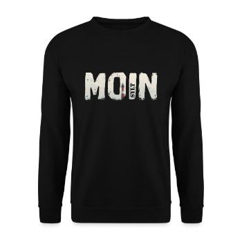 moin sylt shirt mit leuchtturm und sylter skyline - Unisex Pullover - Schwarz - Vorne - Alina (178cm) & Michal (187cm)