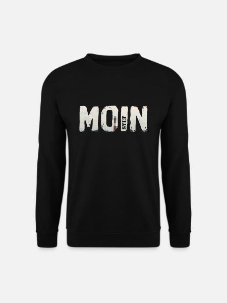 moin sylt shirt mit leuchtturm und sylter skyline - Unisex Pullover - Schwarz
