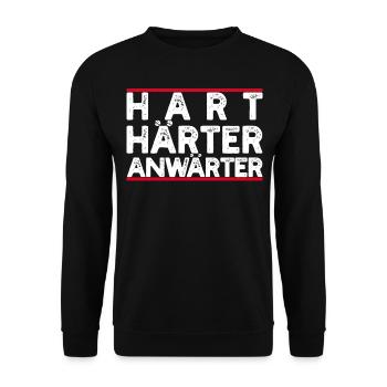 Hart Härter Anwärter Berufsanfänger - Unisex Pullover - Schwarz - Vorne - Alina (178cm) & Michal (187cm)