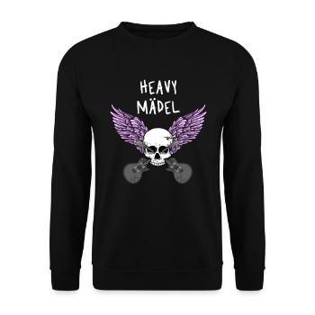 Heavy Mädel Heavy Metal für Frauen Damen Mädchen - Unisex Pullover - Schwarz - Vorne - Alina (178cm) & Michal (187cm)