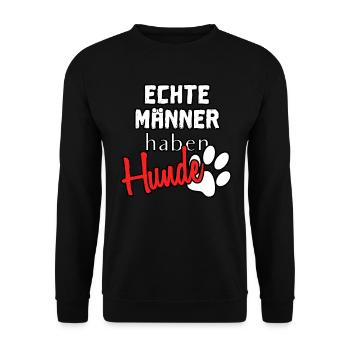 Echte Männer haben Hunde - Hunde Shirt Herren - Unisex Pullover - Schwarz - Vorne - Alina (178cm) & Michal (187cm)