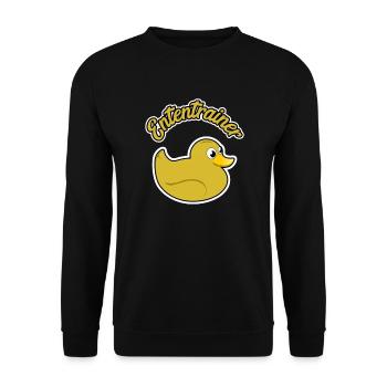 Ententrainer Witziges Fun Shirt Quietscheente - Unisex Pullover - Schwarz - Vorne - Alina (178cm) & Michal (187cm)
