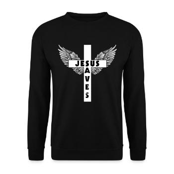 Croix Jésus sauve l'aile de Dieu religion - Sweat-shirt Unisexe - noir - Devant - Alina (178cm) & Michal (187cm)