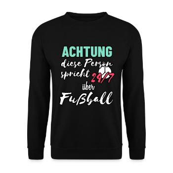 Lustiges Fußball Spruch Shirt für Fußballer - Unisex Pullover - Schwarz - Vorne - Alina (178cm) & Michal (187cm)