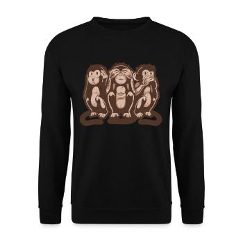 Drei weise Affen sprechen Hören & Sehen - Unisex Pullover - Schwarz - Vorne - Alina (178cm) & Michal (187cm)
