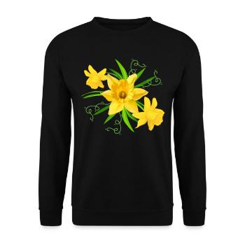 Fleurs de jonquille jaune Fleurs de Pâques printemps - Sweat-shirt Unisexe - noir - Devant - Alina (178cm) & Michal (187cm)