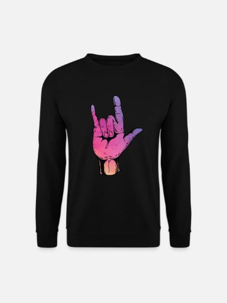 Rock On Cool Hand Sign Rocker Konzert Geschenk - Unisex Pullover - Schwarz