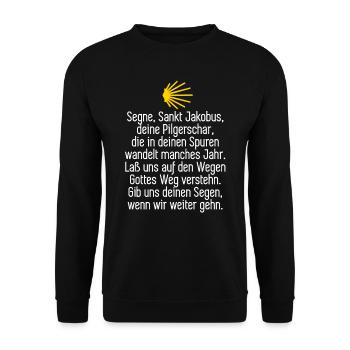 Jakobsweg Pilger Spruch - Unisex Pullover - Schwarz - Vorne - Alina (178cm) & Michal (187cm)
