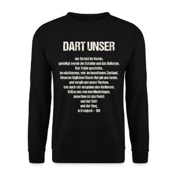 Lustiges Dart unser Darts Fan Outfit Vater Gebet - Unisex Pullover - Schwarz - Vorne - Alina (178cm) & Michal (187cm)
