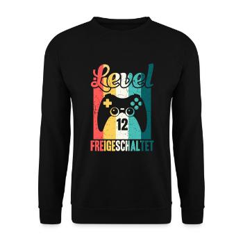 Level twelve unlocked gaming birthday - Unisex Sweatshirt - black - Front - Alina (178cm) & Michal (187cm)