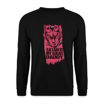 satan is my sugar daddy sarkasmus ironie Satanist - Sweat-shirt Unisexe - noir - Devant - Alina (178cm) & Michal (187cm)