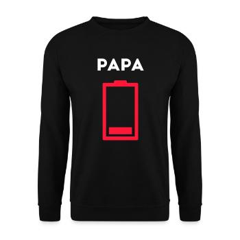 Papa Vater Batterie leer Familienshirt - Unisex Pullover - Schwarz - Vorne - Alina (178cm) & Michal (187cm)