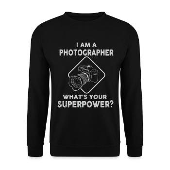 Je suis photographe. Quelle est votre superpuissance - Sweat-shirt Unisexe - noir - Devant - Alina (178cm) & Michal (187cm)