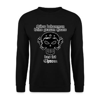 Biker Geschenk - Keine grauen Haare sonder Chrom - Unisex Pullover - Schwarz - Vorne - Alina (178cm) & Michal (187cm)