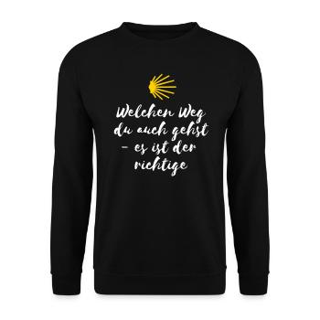 Der Weg - Jakobsweg Pilger Spruch - Unisex Pullover - Schwarz - Vorne - Alina (178cm) & Michal (187cm)
