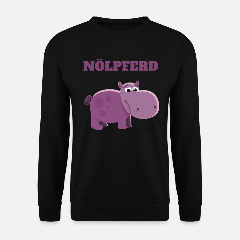 Nölpferd - Lustiges Nilpferd Wortspiel Sprüche - Unisex Pullover - Schwarz