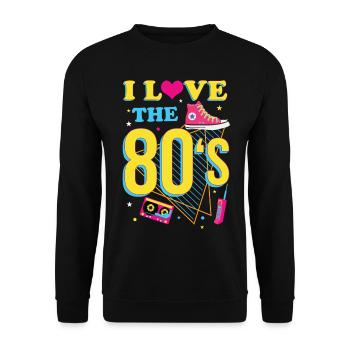 80s theme party vintage retro style disco - Unisex Sweatshirt - black - Front - Alina (178cm) & Michal (187cm)