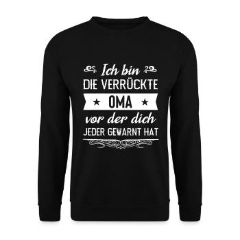 Oma Großmutter Großeltern Rentnerin Geschenk - Unisex Pullover - Schwarz - Vorne - Alina (178cm) & Michal (187cm)