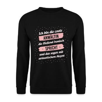 Anwältin Rechtsanwältin Juristin Anwaltsgehilfin - Unisex Pullover - Schwarz - Vorne - Alina (178cm) & Michal (187cm)