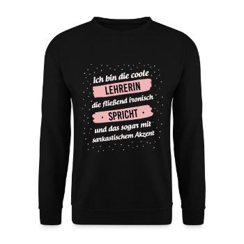 Lehrerin Geschenk Lehrerinnen Schulbeginn Klasse - Unisex Pullover - Schwarz - Vorne - Alina (178cm) & Michal (187cm)