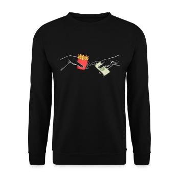 Die Zerstörung Verfettung Adams Michelangelo Hand - Unisex Pullover - Schwarz - Vorne - Alina (178cm) & Michal (187cm)