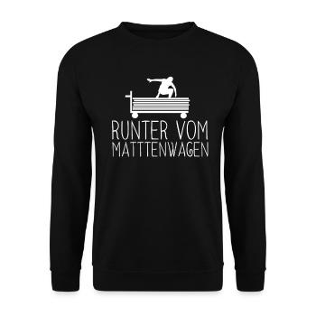 Sportunterricht Trainer Runter vom Mattenwagen - Unisex Pullover - Schwarz - Vorne - Alina (178cm) & Michal (187cm)