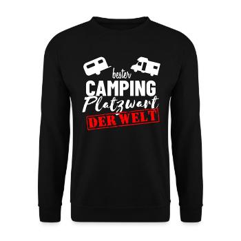 Camping Platzwart vom Campingplatz - Unisex Pullover - Schwarz - Vorne - Alina (178cm) & Michal (187cm)